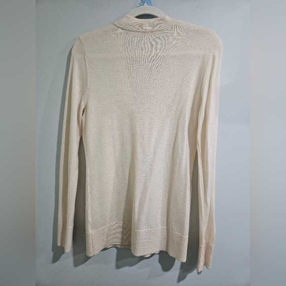 Tory Burch Merino Wool Logo Button Cardigan Ivory Cream Color Size Small - Picture 4 of 7